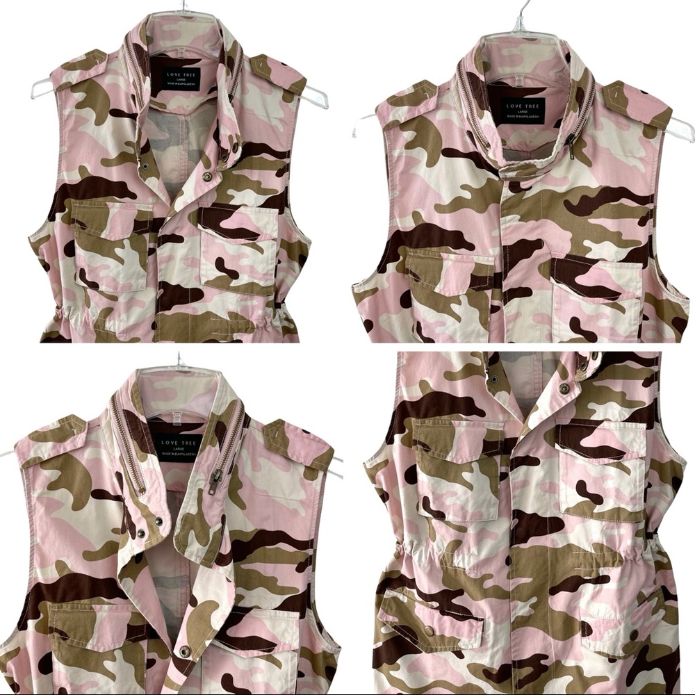Love Tree Safari Pink Camouflage Military Anorak Vest - Picture 4 of 16